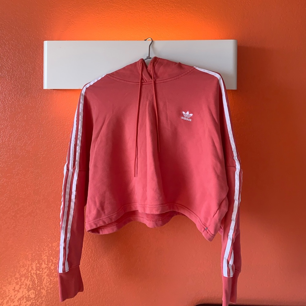 Coral pink adidas hoodie size medium. (10/19)